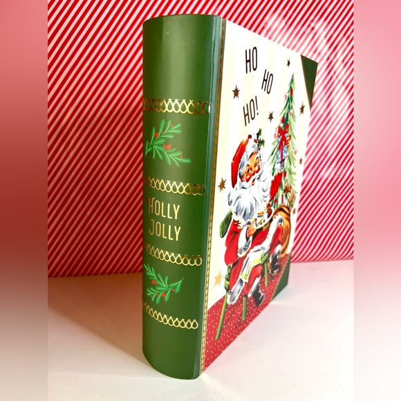 Large Christmas Santa Fake Book Box Decor Gift Holly Jolly HoHoHo Vintage Image - Picture 3 of 13